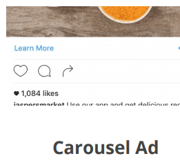carousel of images along with the relevant ad text