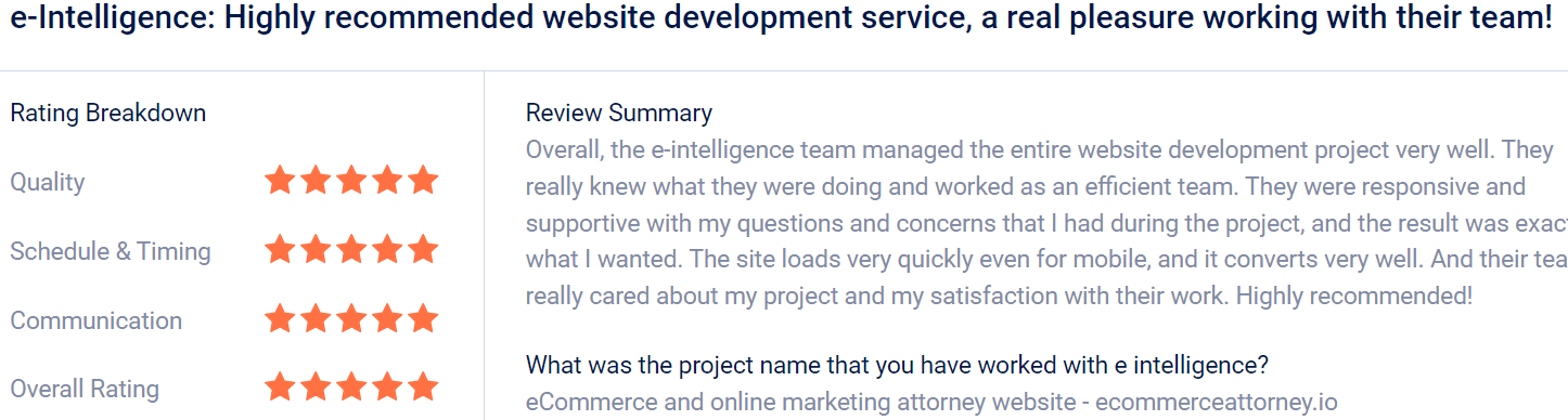 Client reviews on e intelligence 2